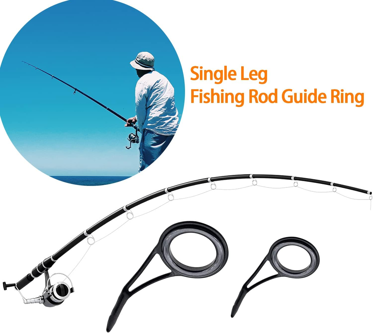 Fishing Rod Repair Kit,Fishing Rod Tips Guides Replacement Kit Rod Eyelet Stainless Steel Ceramic Ring Repair Kit image number 5