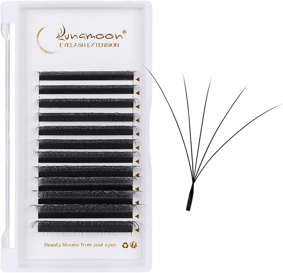 Lunamoon 5D Eyelash Extension, Premade Fans W Lash, Pre-Fanned Ready-To-Use Fan Eyelash Extension, Russian Volume Eyelash Cluster, Artificial Lash (5D/0.07C 8 Mm)