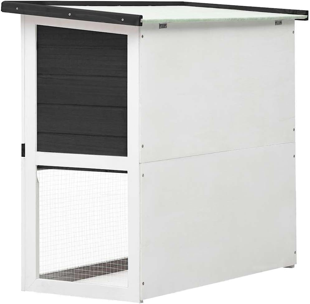 Outdoor Rabbit Hutch 1 Door Grey Wood Pet House Small Animal Shelter Garden image number 6