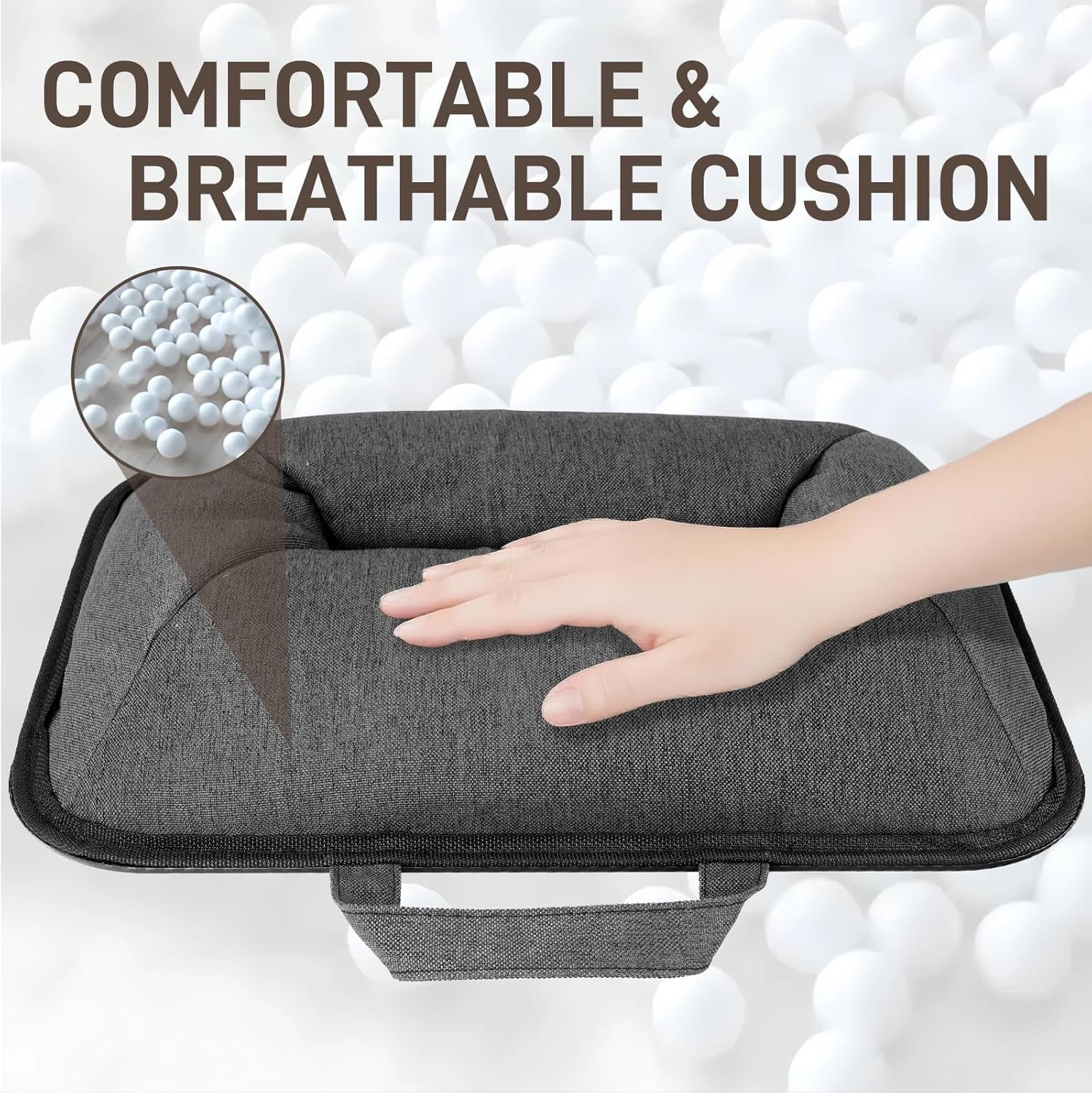 Lap Desk, Portable Laptop Desk with Pillow Cushion, Wrist Pad and Phone Holder, Fits up to 15.6 Inch Laptops, Laptop Cushion for Sofa Bed Working Writing Drawing image number 6