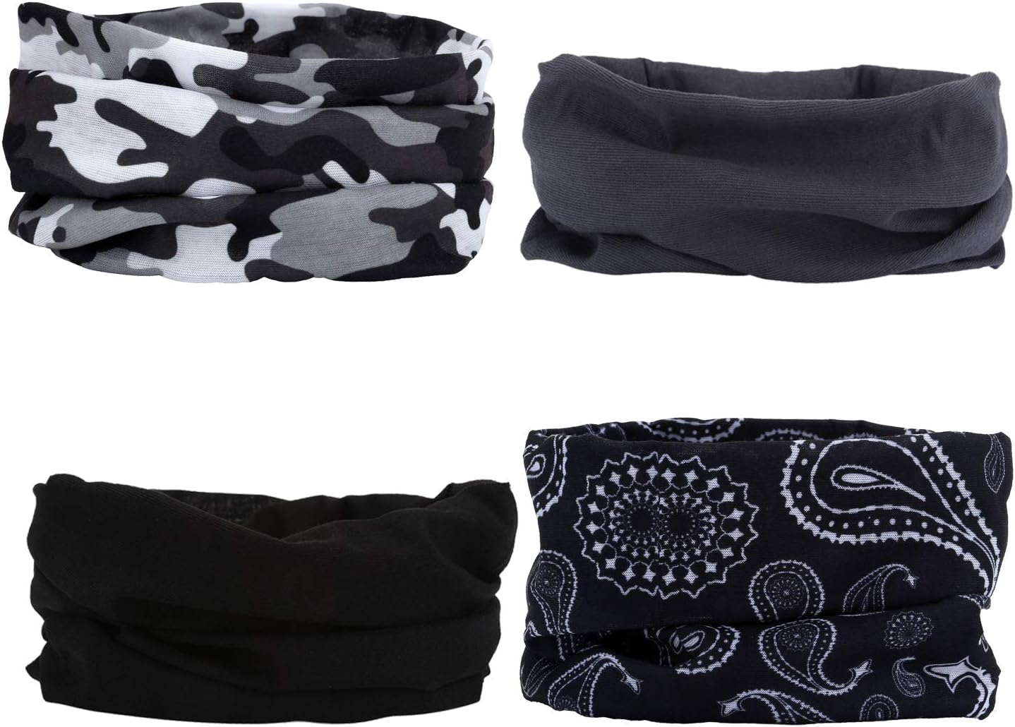 SMEHCF 4 Headband Bandana Balaclava Half Face Mask Shield Head Hair Scarf Neck Gaiter Hat Multipurpose for Women Men Breathable Reusable Washable Camo Cashew Flower Black Grey - 4 Colorful Flower image number 6