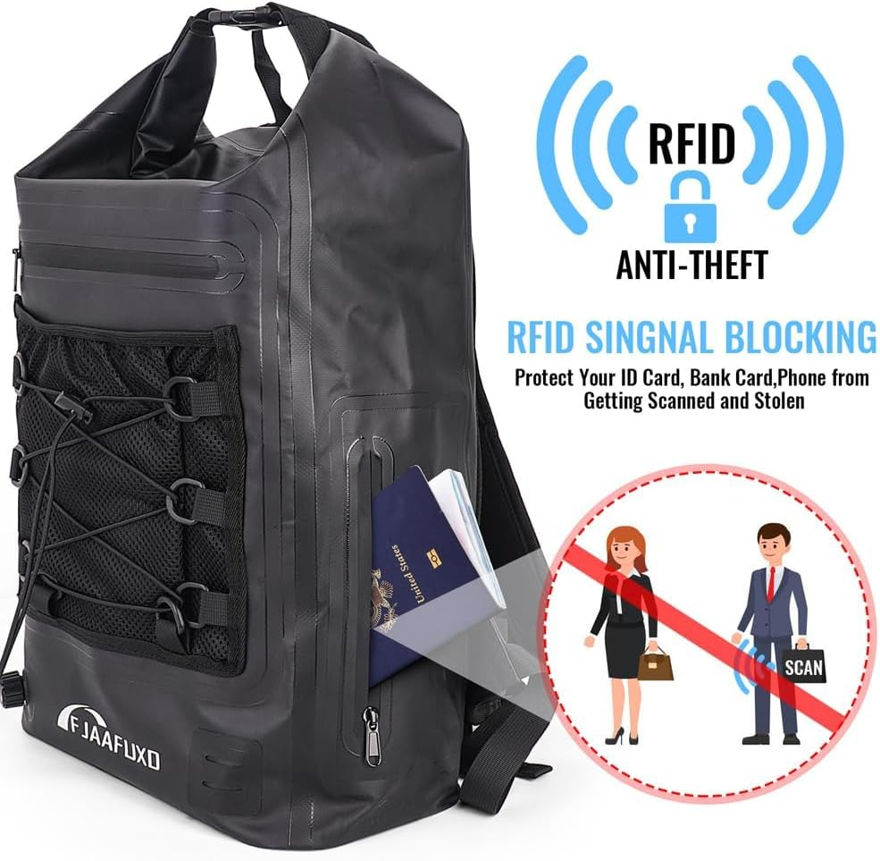 FJAAFUXD Faraday Travel Backpack Dry Bag - EMP Proof Military Grade, 30L Sports Outdoor Bag - Waterproof, RFID Signal Blocking, Protect against Tracking, Spying & Hackings for Travel/Work image number 6