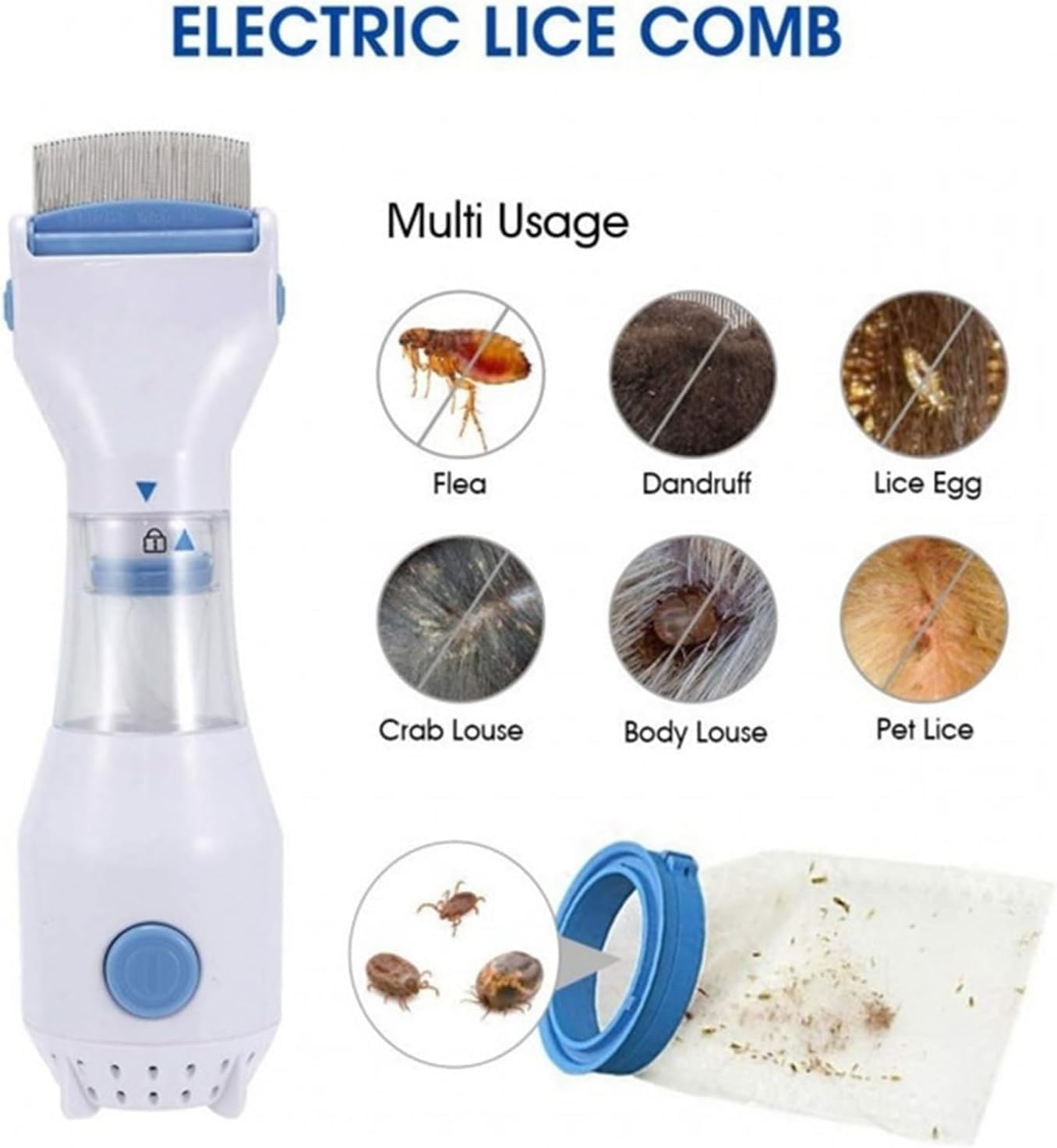 Electronic Head Lice Remover Head Lice Comb Out Performs Other Head Lice Combs and Lice Shampoo Removes Lice and Eggs image number 1