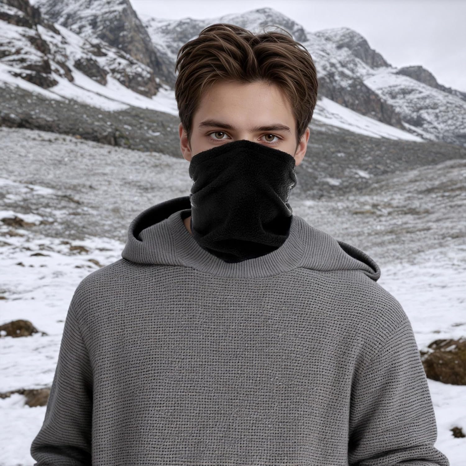 4Pcs Winter Neck Warmer Ski Face Mask Neck Gaiter Fleece Windproof Face Mask Cover for Men Women Warm Scarf