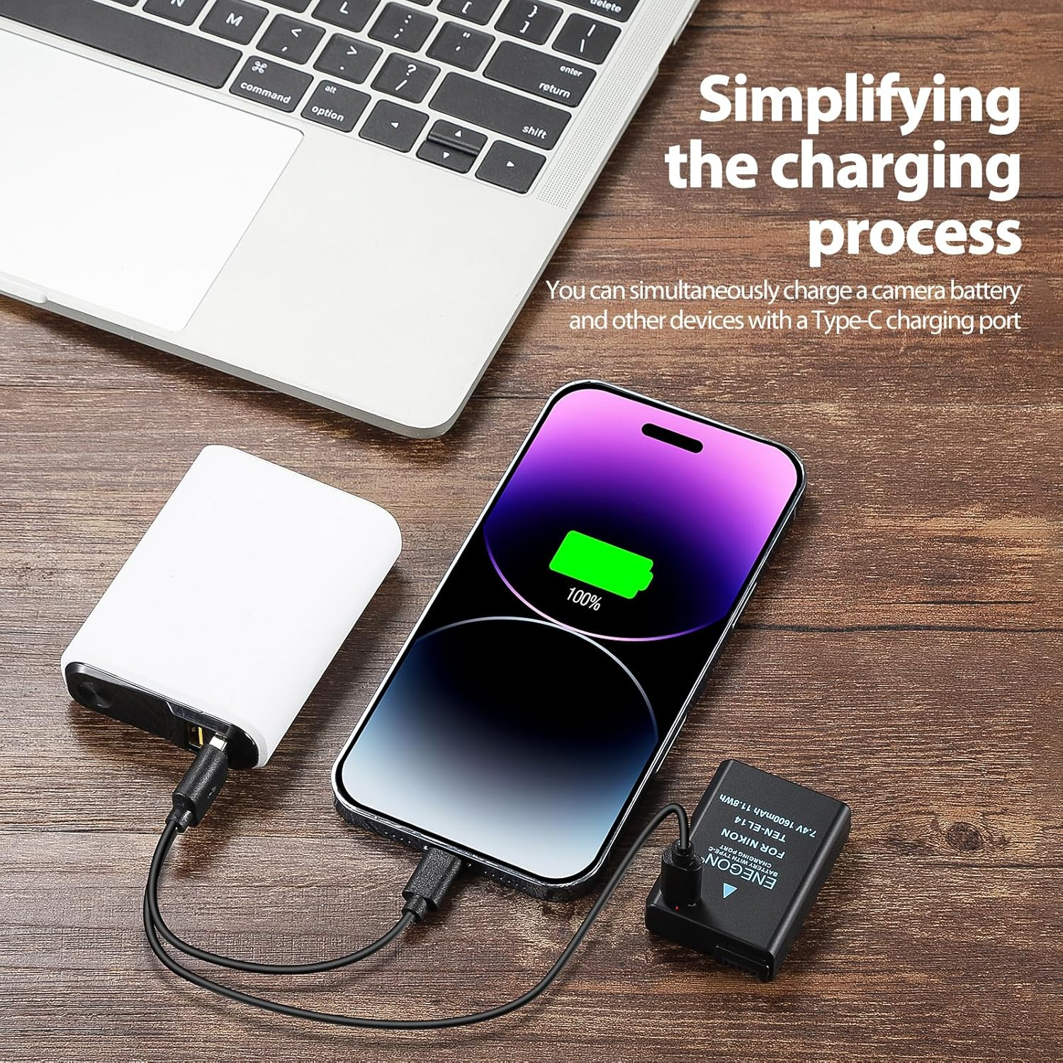 ENEGON EN-EL14 USB-C Direct Charge Replacement Batteries 1600Mah (2 Pack) for Nikon Battery En-El14/En-El14A, Compatible with Nikon D5300, D5600, D5100, D5200, D3100, D3200, D3300, D3400, D3500 image number 1