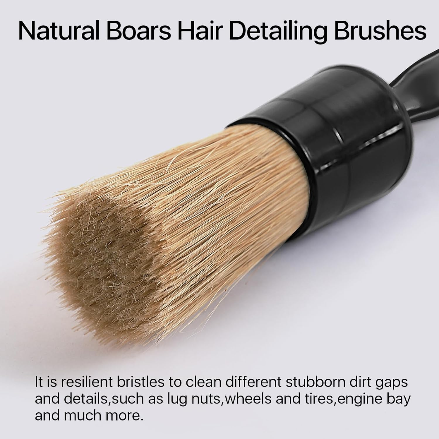 Car Detailing Brush Set, 4 PCS Soft Boars Hair Auto Interior Cleaning Detail Brushes, Perfect for Safely Cleaning Emblem Air Vent, Leather Seats, Washing Wheels, Tires, Engine Bay, Car Detailing Kit image number 3
