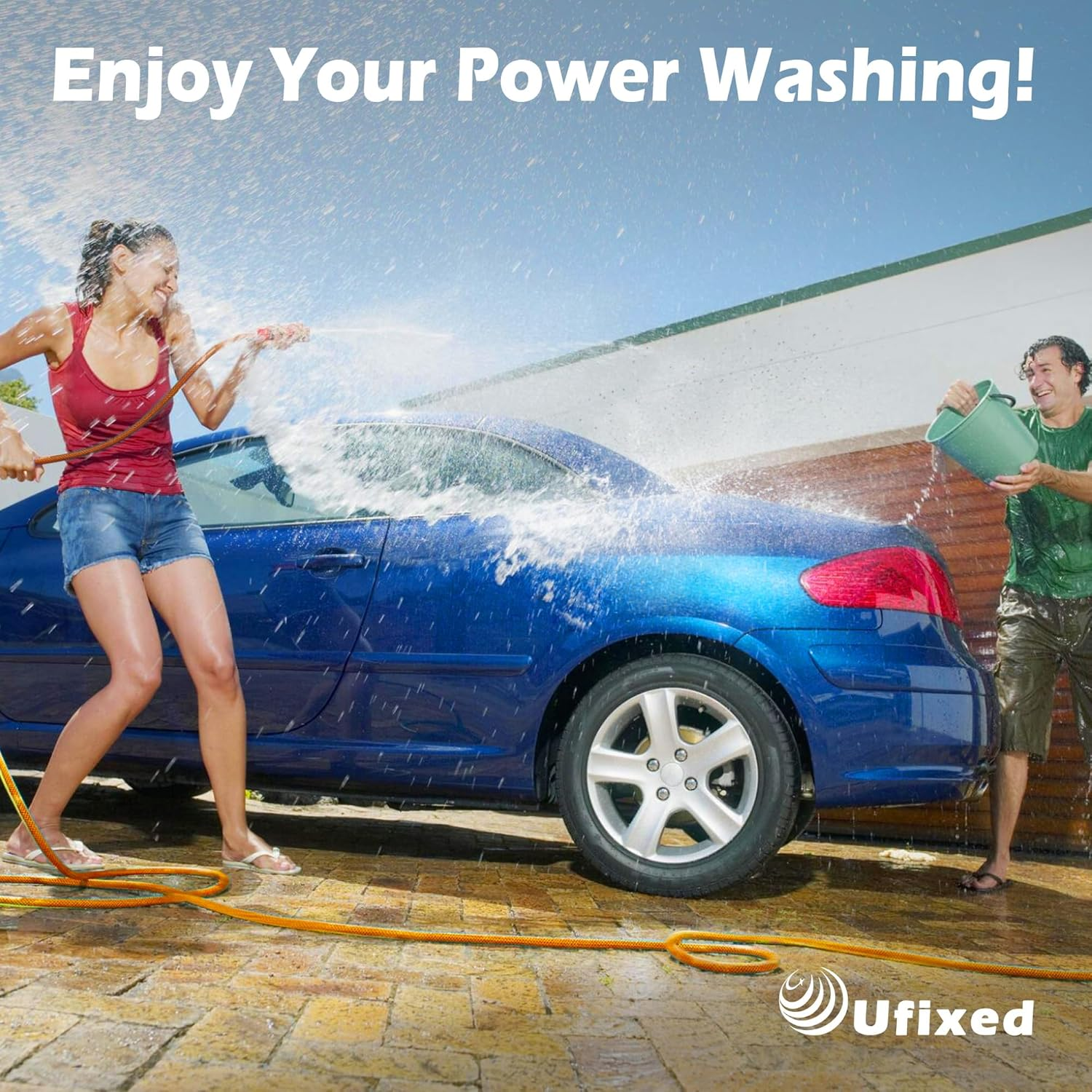 1/4" Pressure Washer Hose 25FT M22-14,3600Psi,Quick Connect,360&deg; Swivel,Kink-Resistant,Suit for Main Pressure Washer,Orange-Red