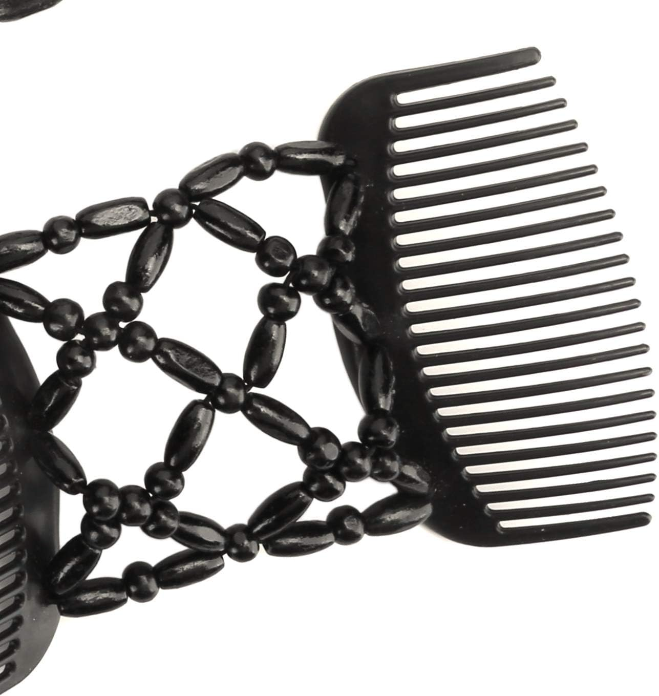 5Pcs Hair Combs Vintage Beads Stretchy Magic Clips Wooden Beads Double Hair Comb Clip Stretchy Women Hair Accessories Hair Styling Tool Double Comb Hair Clips Magic Hair Comb image number 6