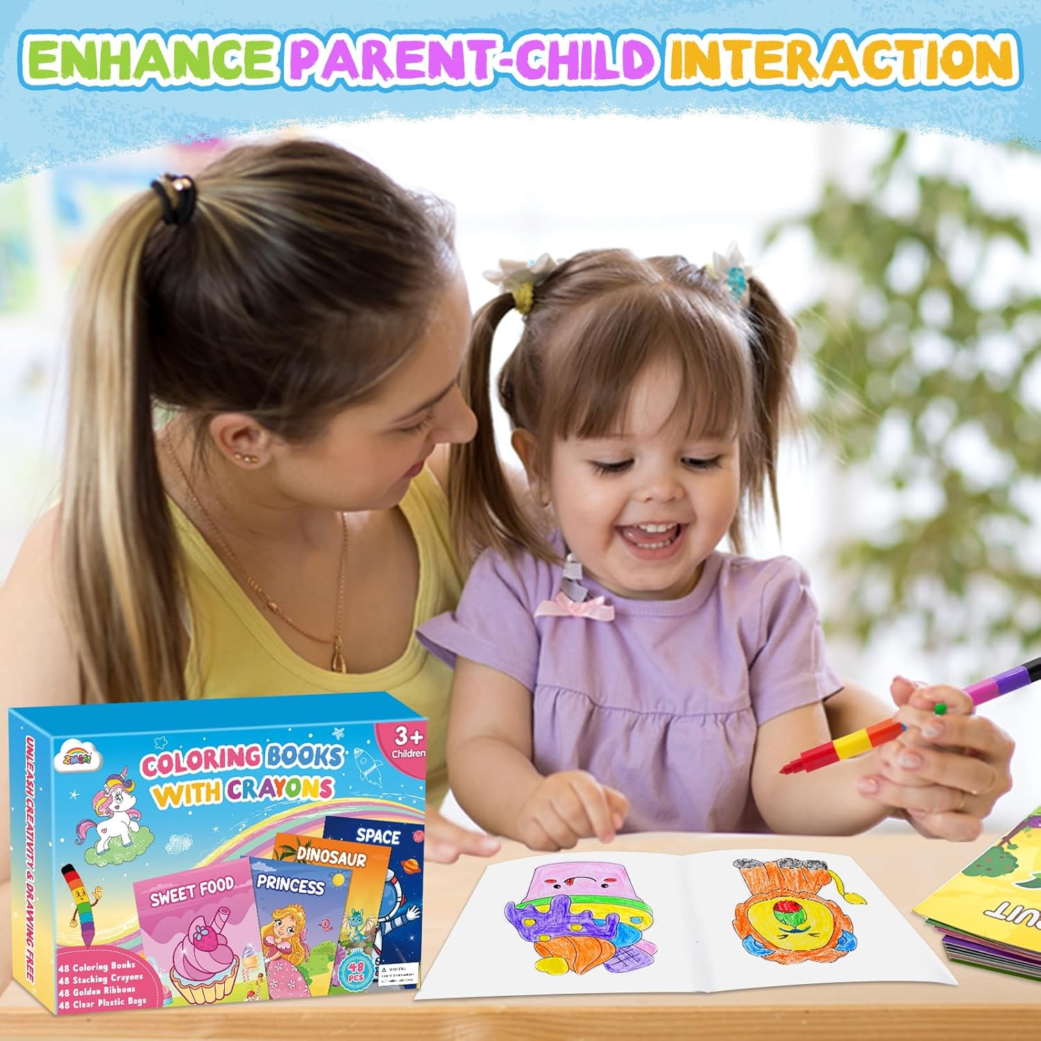 ZMLM 48 Coloring Books for Kids Party Favors: Bulk 48 Crayons Mini Coloring Books for Kids Ages 4-8 Birthday Goodie Bags Stuffers Toddlers Return Gifts Classroom Prizes Teacher Crafts (Classic) image number 1