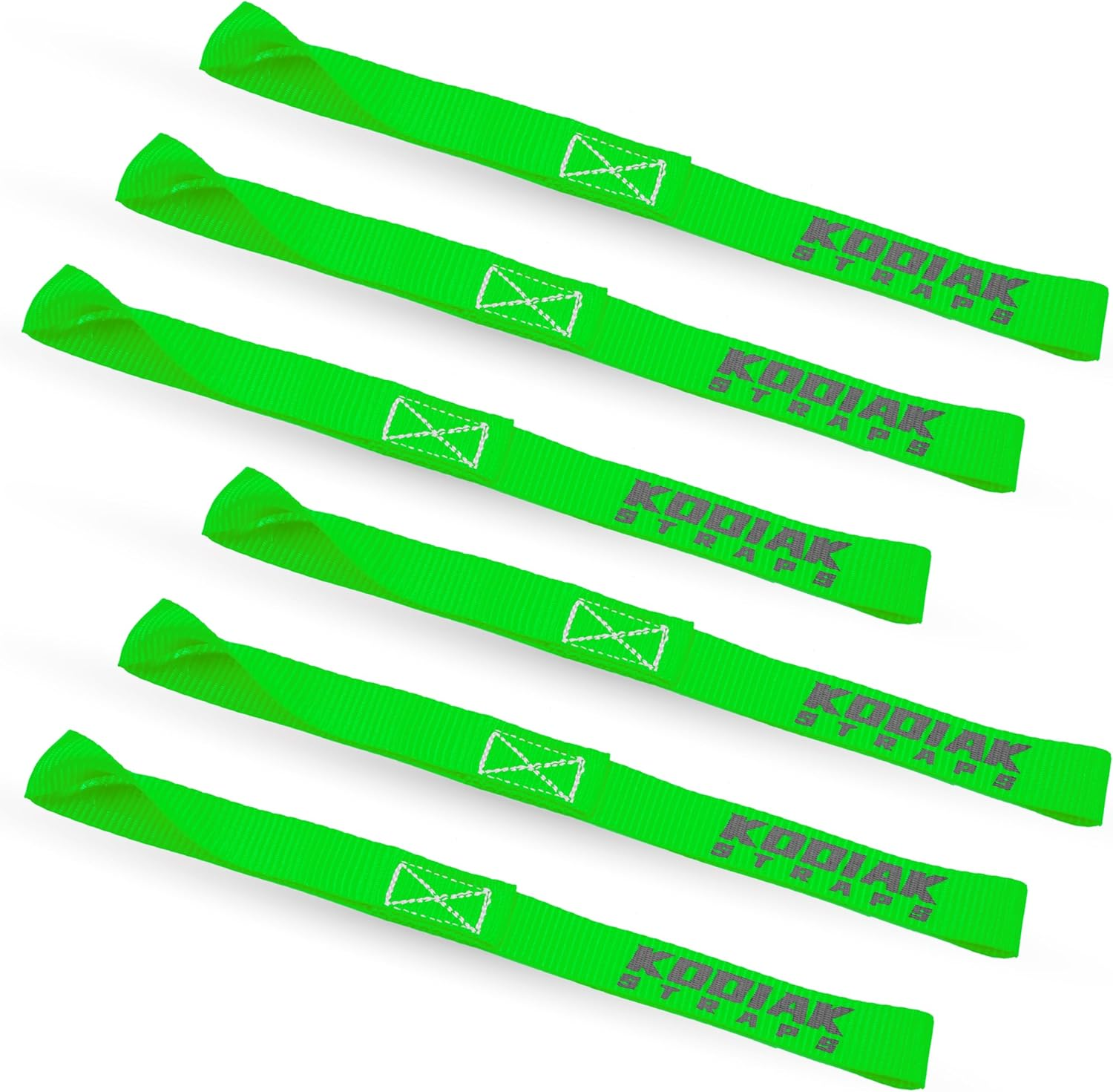 Soft Loop Tie down Straps - 1 X 12 Inches- 4,500 Lb Load Capacity - Green 6 Pack - Loops for Securing ATV, UTV, Motorcycles, Scooters, Dirt Bikes, Lawn & Garden Equipment by Kodiak Straps image number 7