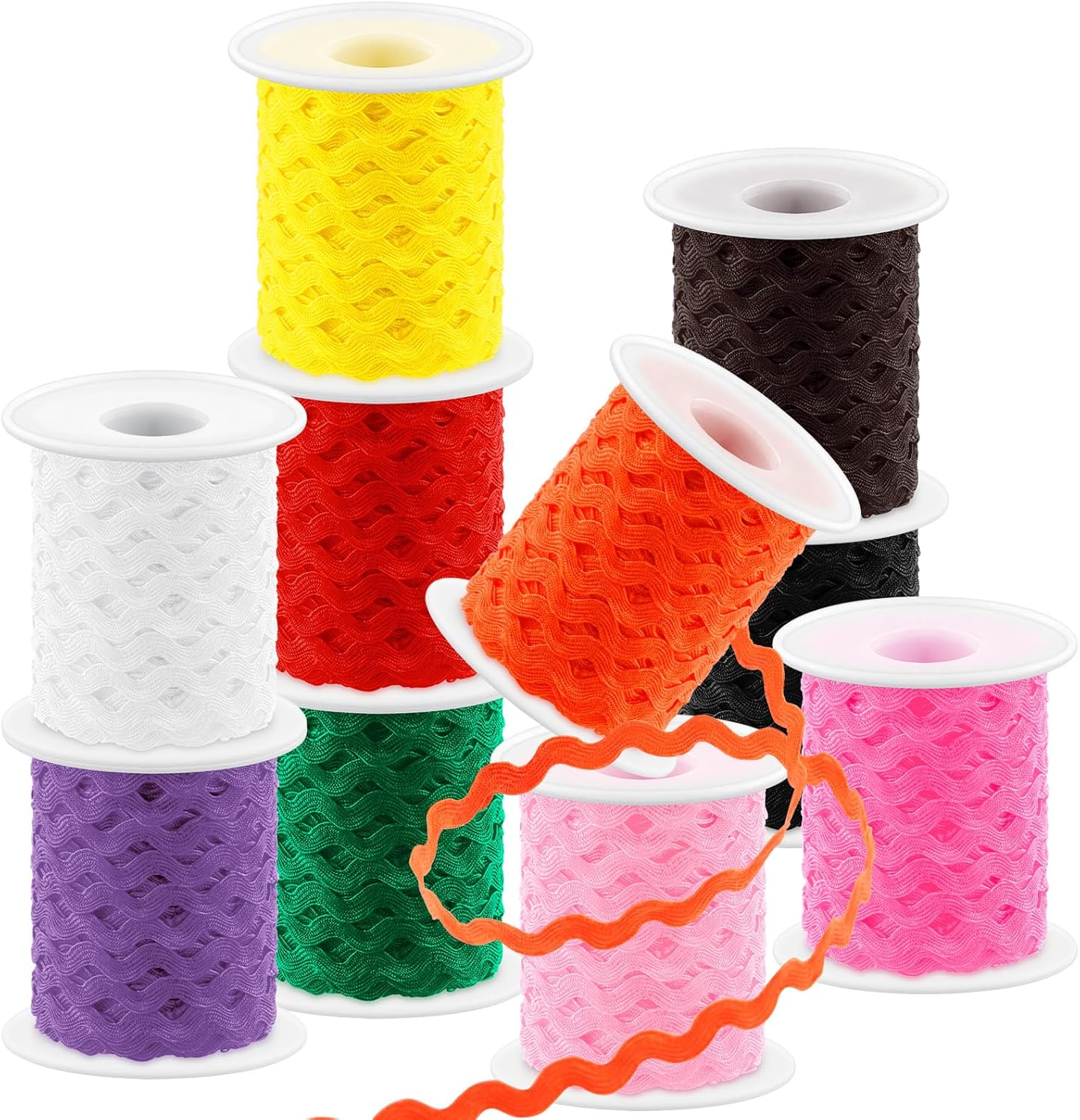 Glarks 1Pcs 27Yard/25M Green Rick Rack Trim Ribbon Wave Sewing Bending Fringe Trim for DIY Sewing Crafts Wedding Bridal Dress Embellishment Party Decoration Gift Wrapping Supplies - Coffee Color image number 2