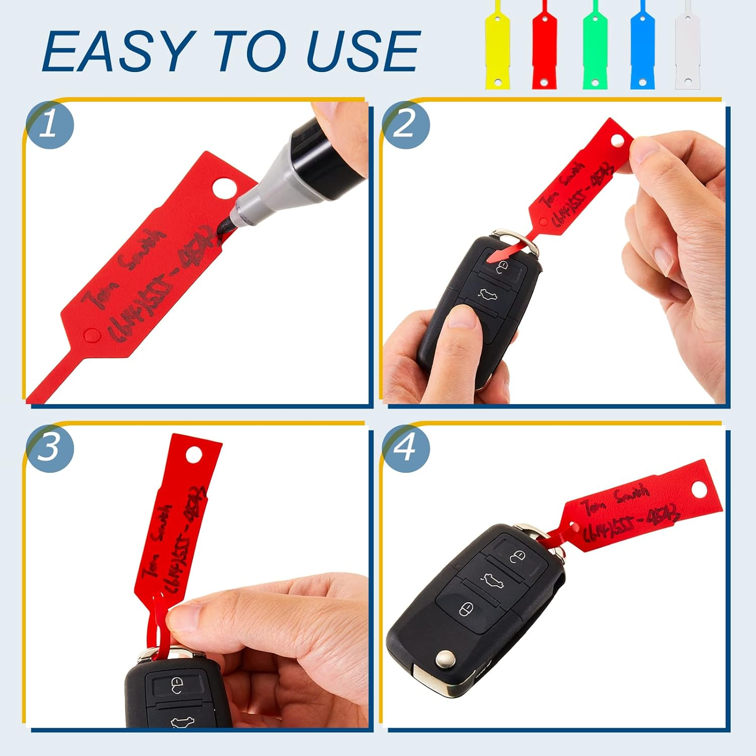 Lewtemi 1000 Pieces Self Lock Arrow ID Key Tags Car Parts Tags Key Ring Repair Labels for Office Automotive Shop Supplies(4 1/2'' X 3/4",Mixed Colors) image number 7