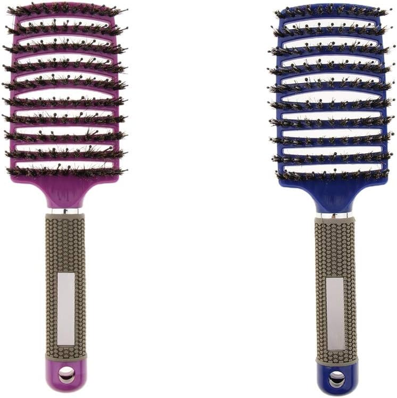 Magideal 2 Pieces Soft Bristle Hair Brush - Curved, Vented Detangling Hair Brush for Women Long, Thick, Thin, Curly & Tangled Hair image number 4