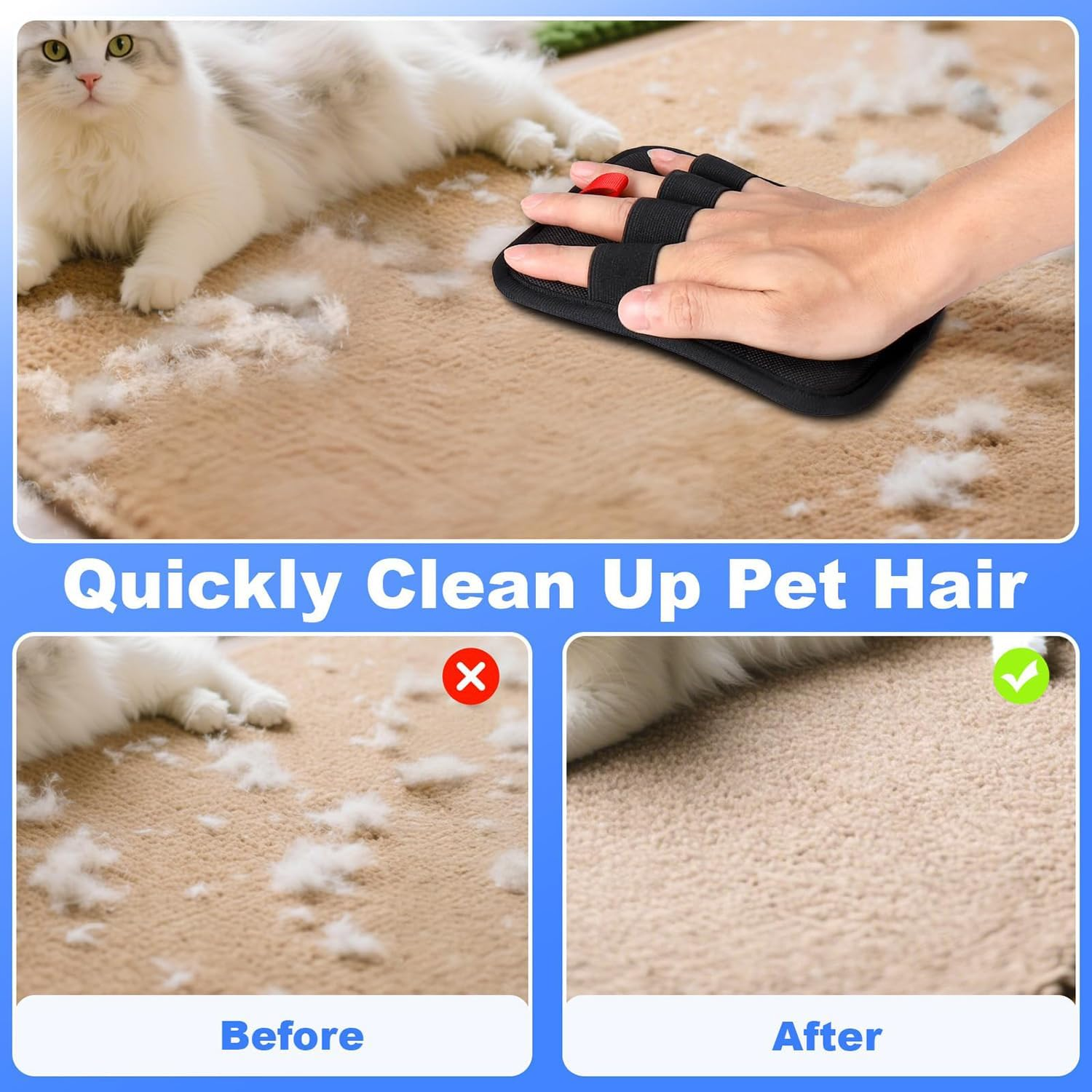 VICDUEKG Fellmagnet, 2025 Pet Hair Remover Glove, Pack of 2 Reusable Fur Magnetic Gloves, Cat Grooming Gloves for Clothes, Car Seats, Sofas image number 4