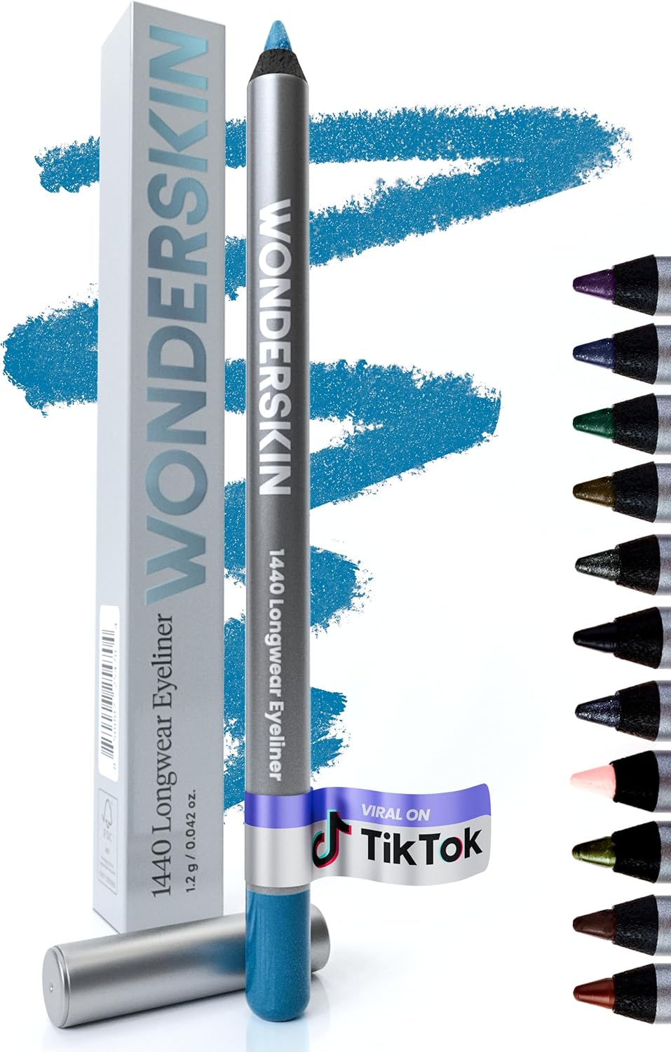 Wonderskin Eyeliner Pencil, 1440 Longwear Purple Eyeliner Pencil - Waterproof, Sharpenable & Smudge Proof (Blueberry)