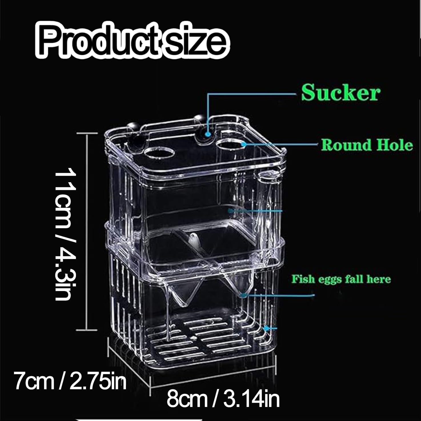WADY 1Pc Breeding Box for Fish Tank, Fish Breeding Box Isolation Box Fish Isolation Hatchery, Aquarium Hatchery Incubator Breeder Box, Acrylic Hatchery Incubator Tank Fish Tank Divider image number 4