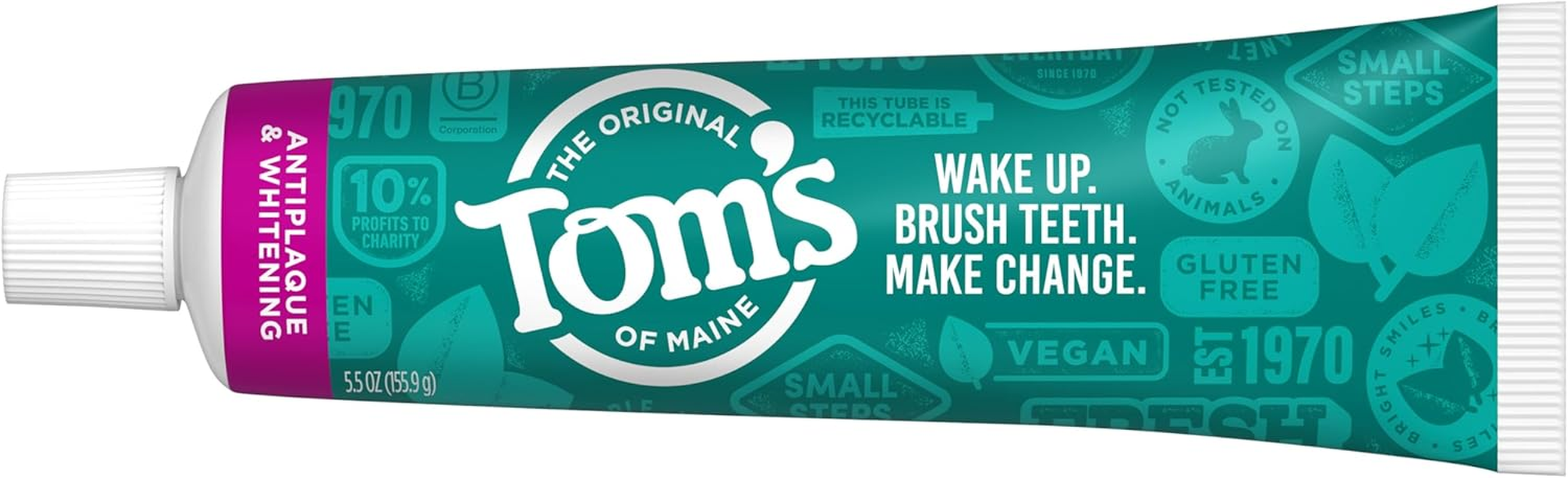 Tom'S of Maine Antiplaque and Whitening Fluoride-Free Toothpaste, Peppermint, 5.5 Oz., Pack of 2 image number 2