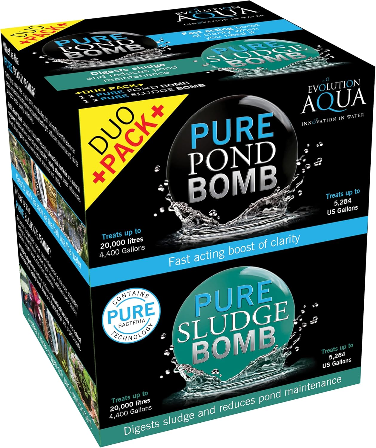 Evolution Aqua Pure Duo Pack Pond Bomb & Sludge Bomb Pond Clear Water Treatment Pond Sludge Remover - Duo Value Pack Offers Complete Natural Pond Water Treatment for Fish Ponds image number 5