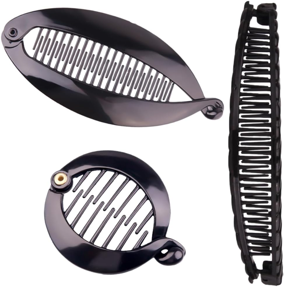 Set of 3 Banana Hair Clips Clincher Banana Clips for Thick Hair - round Hair Clips as Non-Slip Ponytail Holder - Ideal for Women and Girls as Hair Styling Accessories image number 4