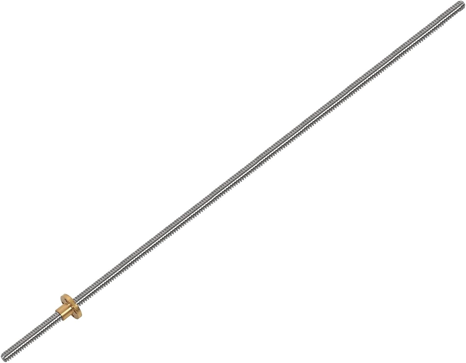 500Mm T8 Lead Screw and Brass Nut (Thread, 2Mm Pitch, 4 Starts, 8Mm Lead) for 3D Printer Z Axis