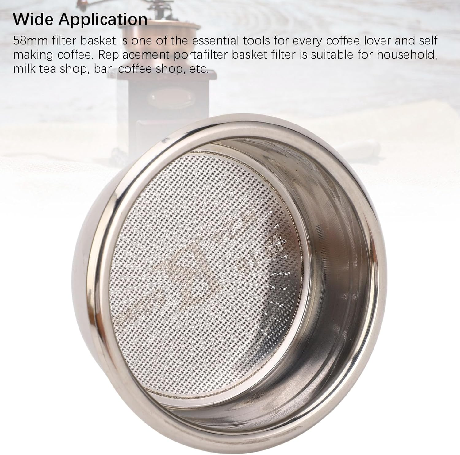 Asixxsix 58Mm Portafilter Basket, Stainless Steel Coffee Filter Basket, Espresso Machine Parts, Coffee Machine Replacement Accessories, for Shop, Household, Milk Tea Shop (18G) image number 6