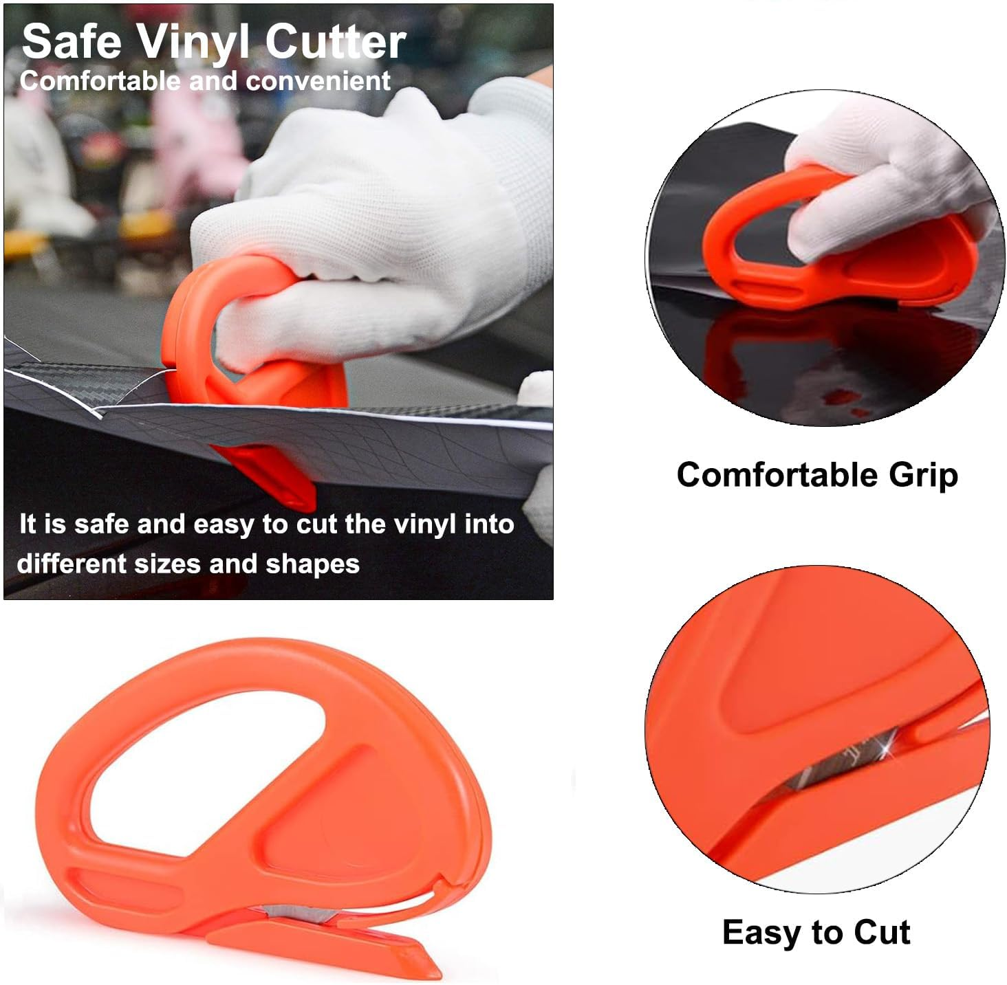 20 Pieces Vehicle Vinyl Wrap Tool Kit Car Wrap Kit,Utility Knife Wrap Tools Vinyl Wrap Window Tint Film Tool Include Felt Squeegee, Safety Cutter for Car Wrapping image number 5