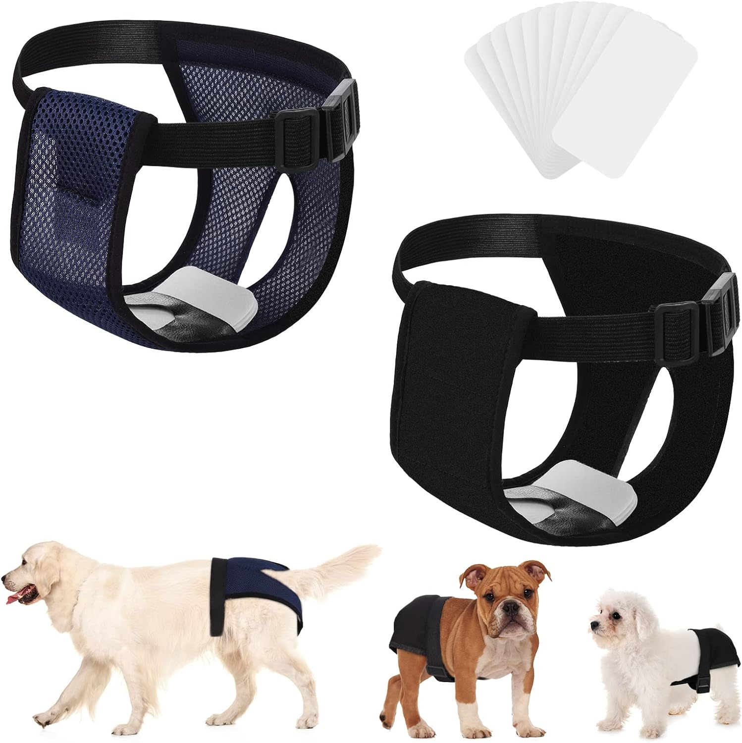 2 Pack Dog Sanitary Nappies Dog Underwear, Washable Wraps Panties for Female Pets, Dog Menstruation Underwear Dog Sanitary Nappies Period Underpants for Small Medium Large Dog image number 2