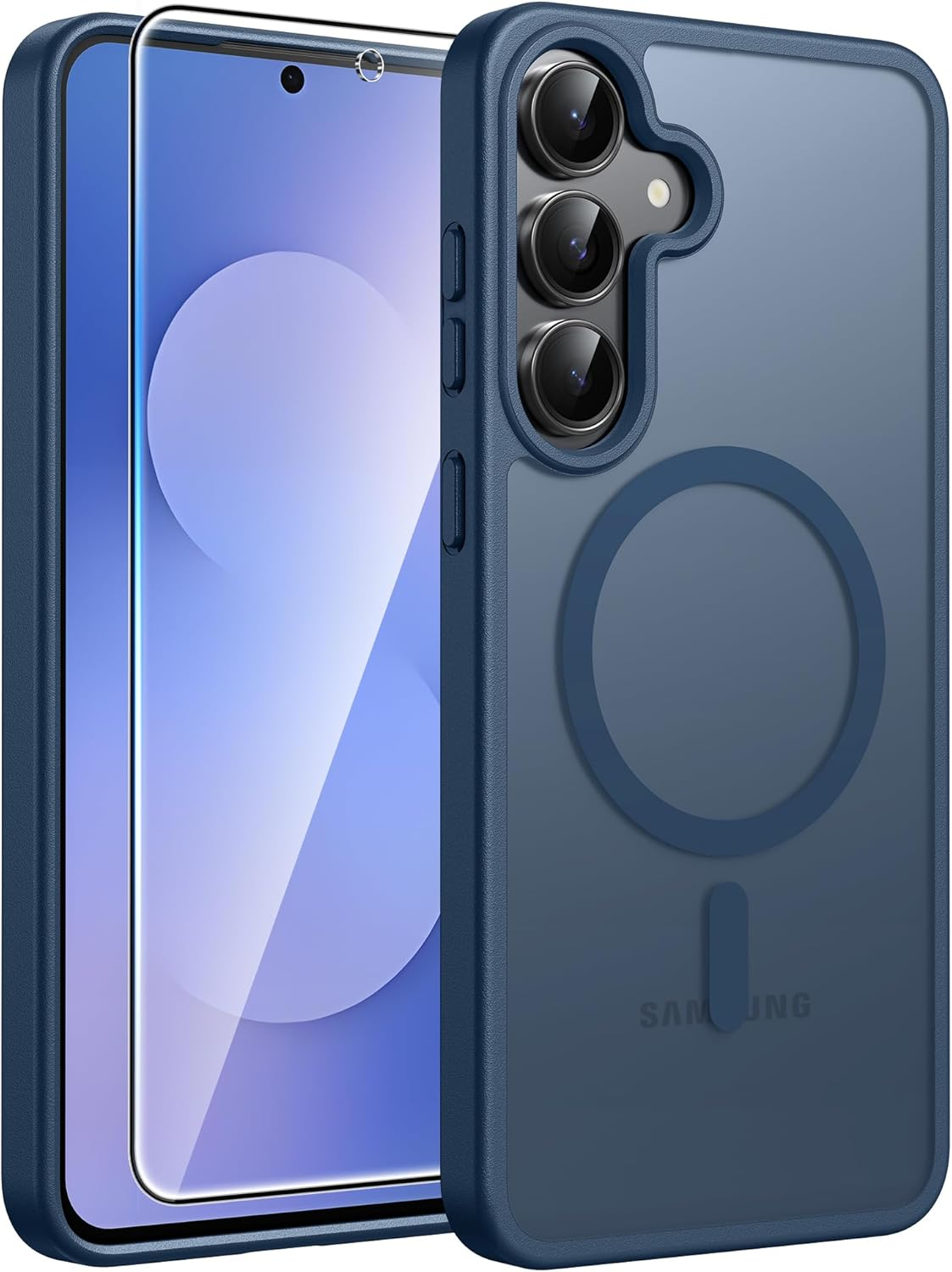 FNTCASE Case for Samsung Galaxy S25-Ultra: Matte Magnetic Slim Translucent Mobile Phone Case Military Drop Protection for Mobile Phones - Robust Durable Shockproof Protective Bumper Case (Black)