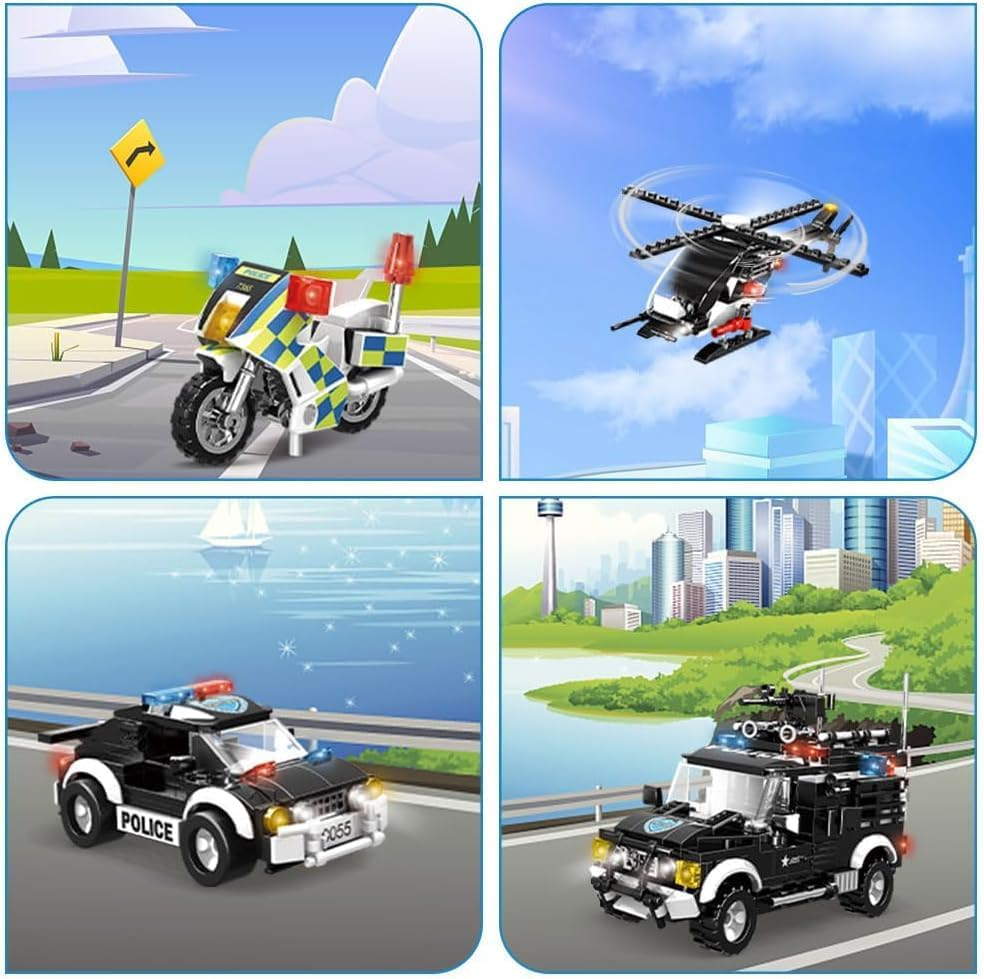 City Police Station Building Blocks Set, Police City Building Toys with Helicopter, Motorcycle, Police Cars, STEM Toys for Kids Age 6+, 1261 Pieces image number 3