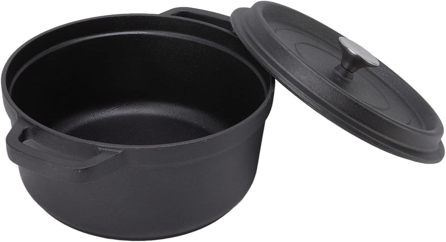 Cast Iron Pot Dual Loop Handle 24Cm Uncoated Dutch Oven Smart Cookware for Frying and Baking, Easy To image number 6