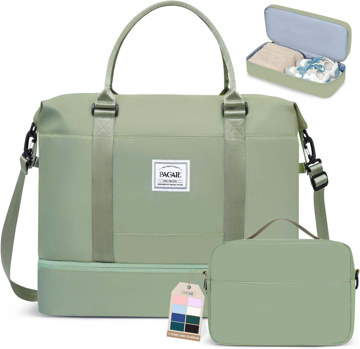 BAGAIL Travel Duffel Bag, Weekender Bags for Women, Overnight Gym Carry on Tote Bag with Wet Pocket, Hospital Mom Bag for Labor and Delivery - Extra Large, Grid-Black