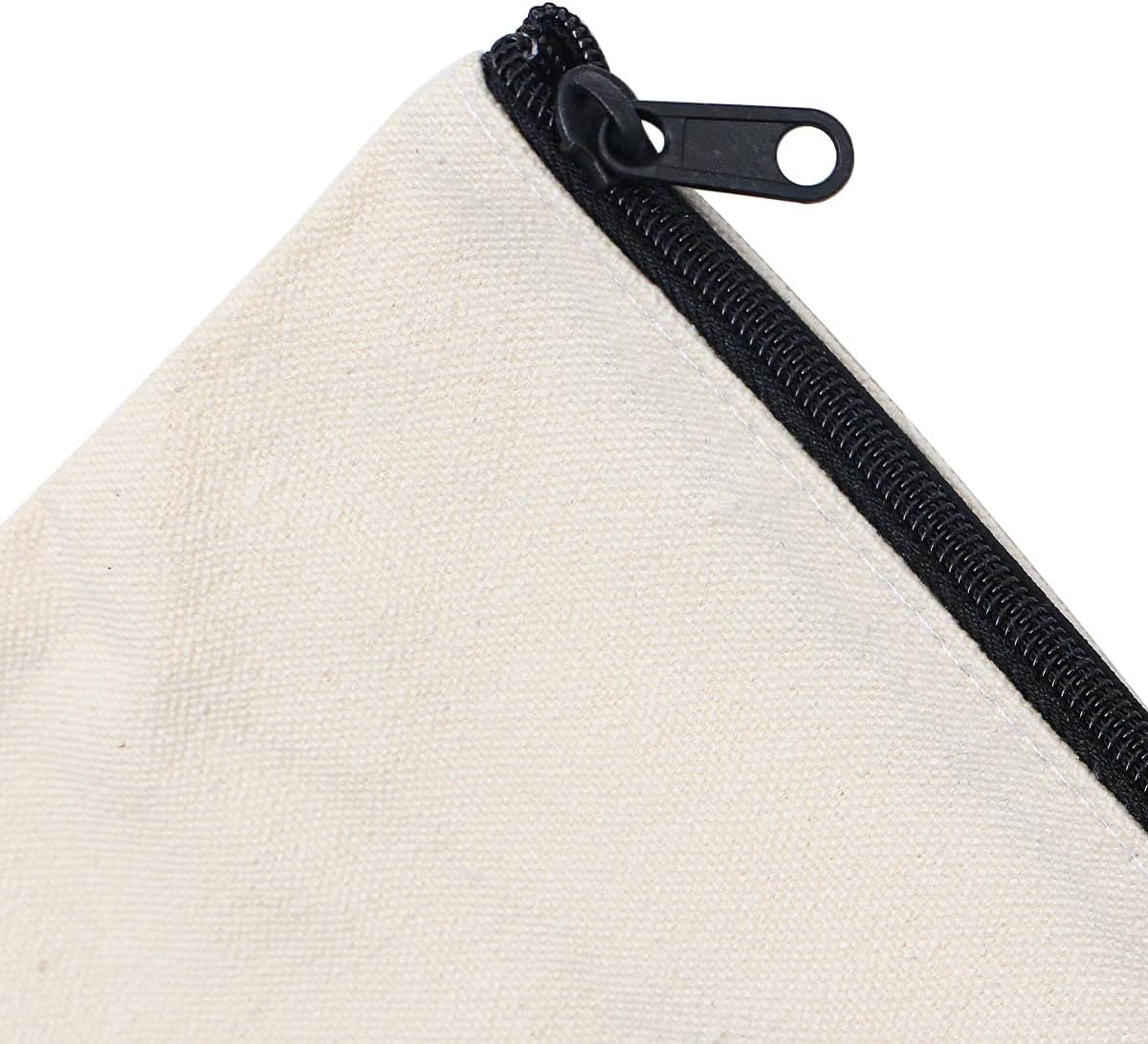 12 Pcs NUZAMAS Canvas Makeup Bags DIY Craft Zipper Bags Pouches Pencil Case Make up Cosmetic Pouches Bags Cases for Travel Craft School Toiletry image number 6