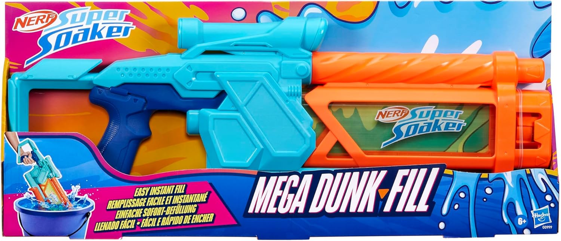 Nerf Super Soaker Mega Dunk-Fill Water Blaster, Easy Instant Fill Tank, Just Dunk & Go, 33.9 Fluid Ounce Tank, Water Toys, Ages 6+ image number 6