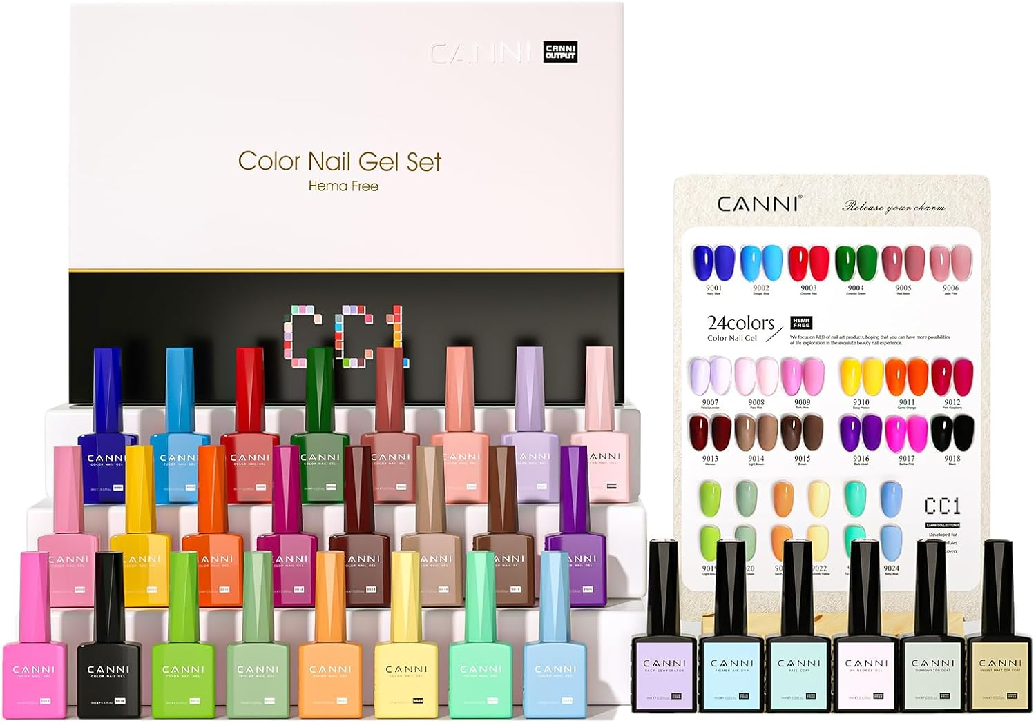 CANNI CC7 30 Pcs 9ML Hema-Free Jelly Gel Nail Polish Set with Base Top Coat- Jelly Nude Pink Translucent Gel Polish Colors Kit, Soak off LED Nail Manicure Kit DIY at Home Salon Gifts