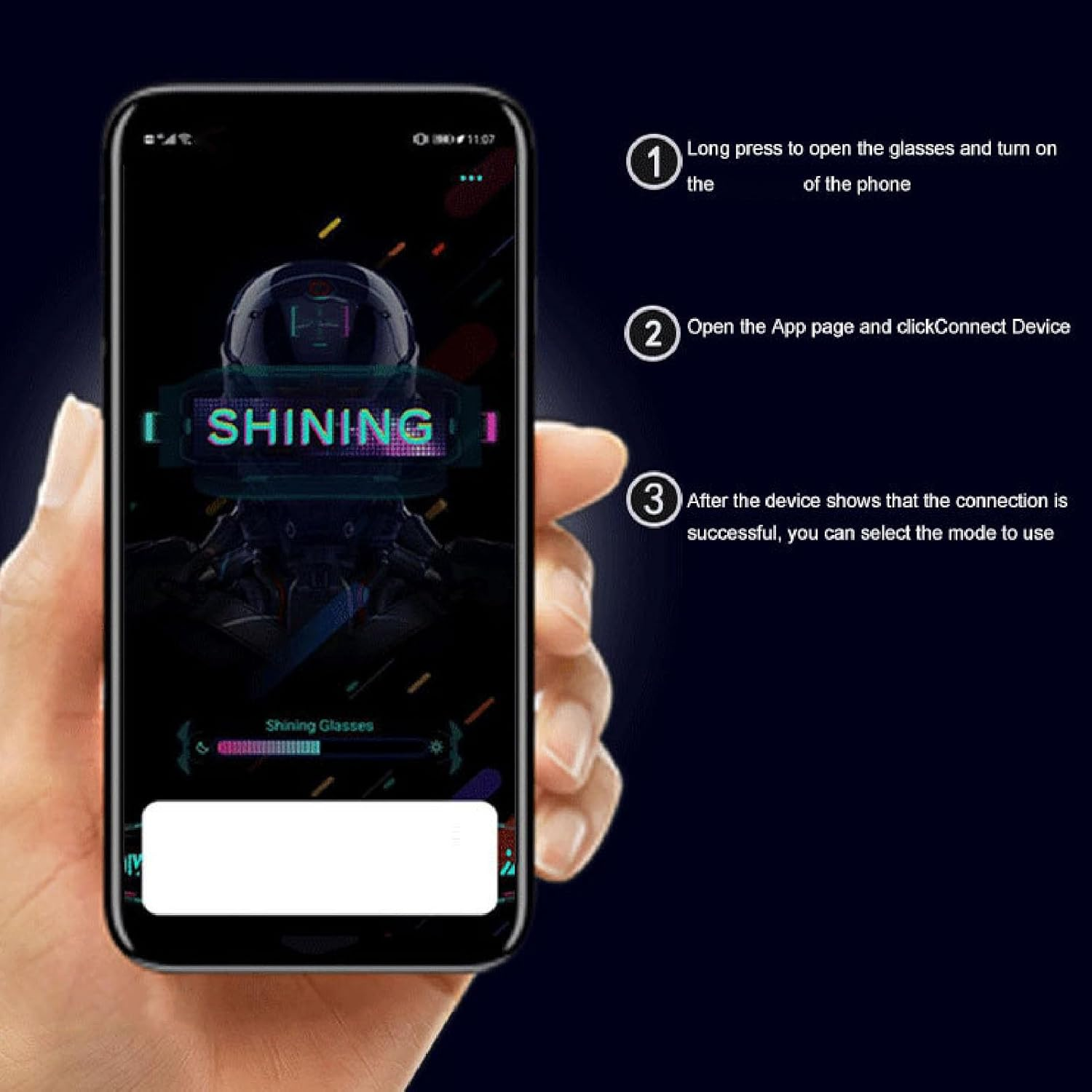 Light up Glasses, 4 Modes 22 Animations 20 Images 10 Languages APP Control BT Full Color USB Rechargeable LED Glowing Glasses, Light up Sunglasses Rave Glasses for Parties image number 2