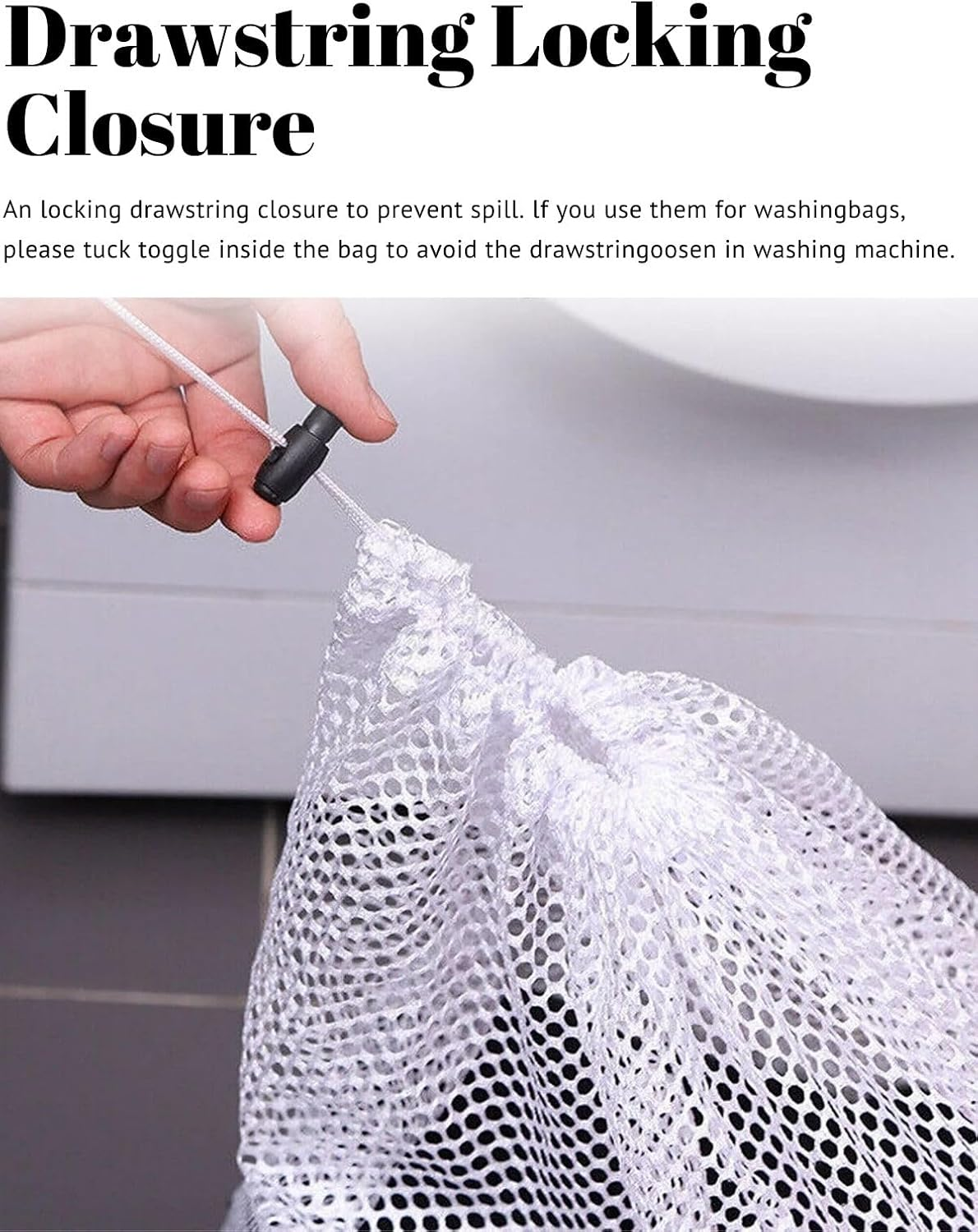 3 Pcs Mesh Laundry Bags with Drawstring,Washing Bags for Washing Machine, Travel Storage Organize Bag for Clothes,Bed Linen,Toys Etc. (1 X-Large, 1 Large, 1 Medium) image number 3