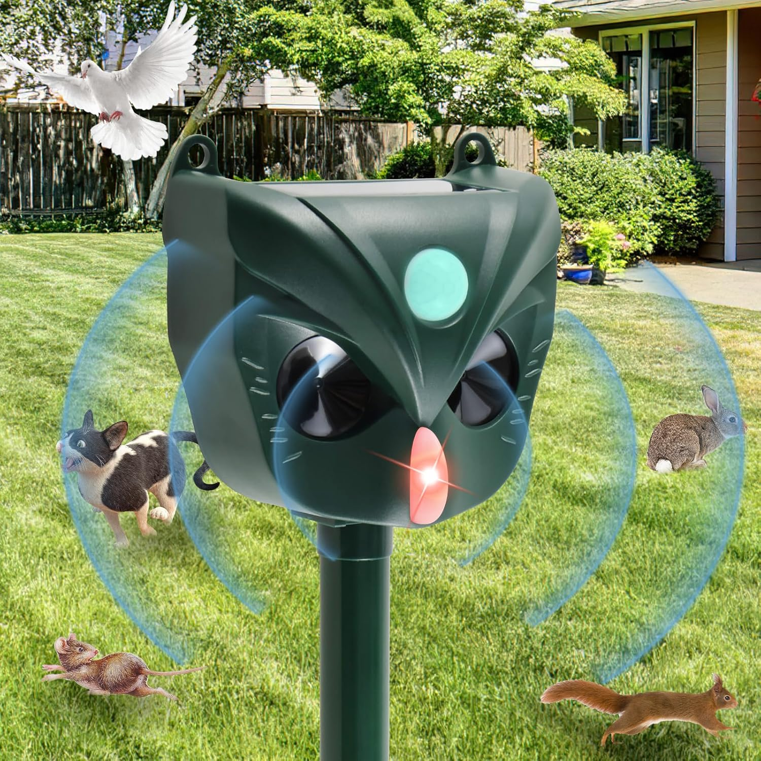 DJAPWPX Ultrasonic Cat Deterrents 5 Sensitivity Modes Solar Cat Repellent 1800Mah Rechargeable Solar Repellent Devices Solar Animals Repeller Humane Outdoor Ultrasonic Repeller for Yard Lawns image number 5
