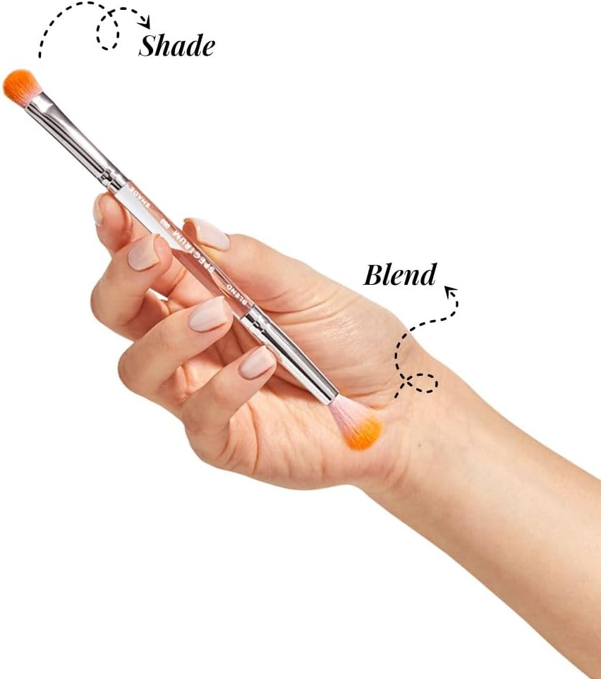 Spectrum Collections Brush Club Double Ended Eye Make up Brush, Spectrum Dual Makeup Brush for Blending Eyeshadow and Shading with Hypoallergenic Bristles, Orange Pink Duo Makeup Brush image number 4
