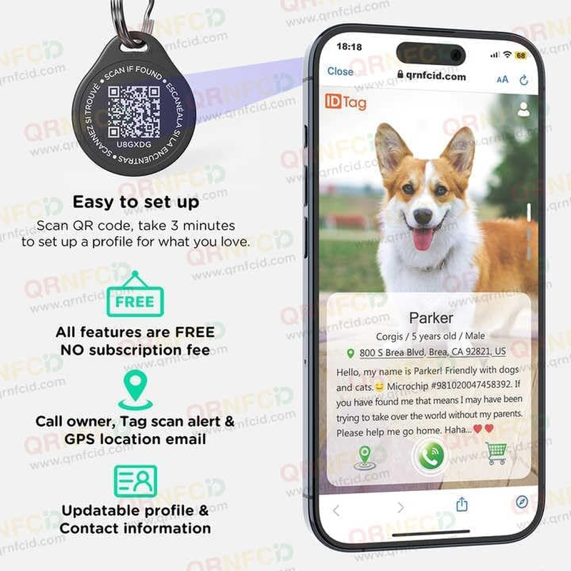 Durable QR Code Pet Dog ID Tag &ndash; Anti-Loss & Editable Pet Information (Black) - Blue image number 6