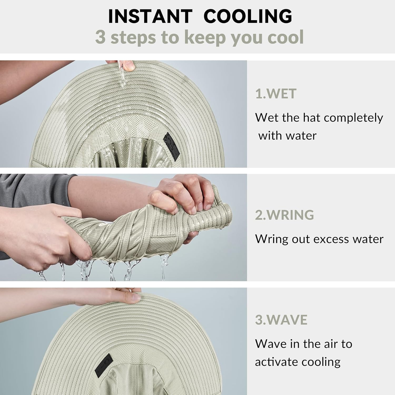 Sukeen Cooling Sun Hat for Men Women UPF50+ Wide Brim Fishing Hat with Neck Flap Adjustable Foldable Bucket Hat for Hiking - Black image number 2