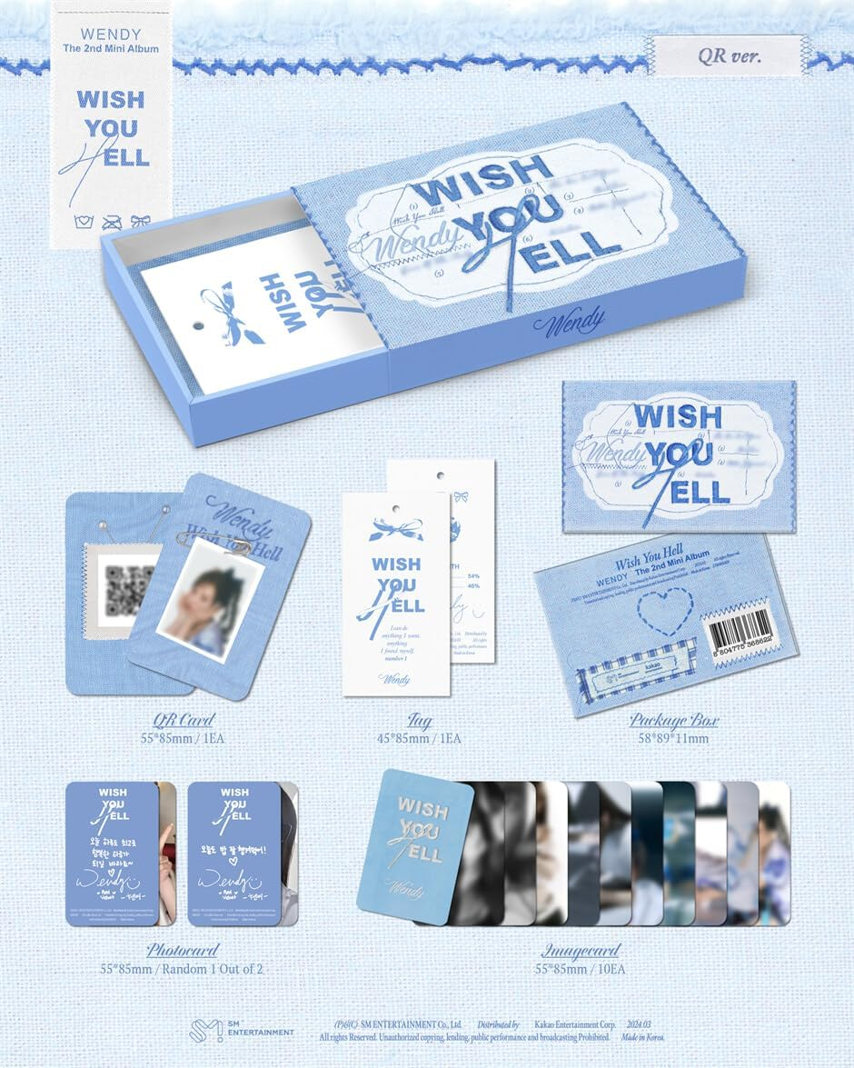 Red Velvet Wendy WISH YOU HELL 2Nd Solo Mini Album QR Version Case+1Ea QR Card+10P Image Card+1P Photocard+Tracking Sealed image number 1