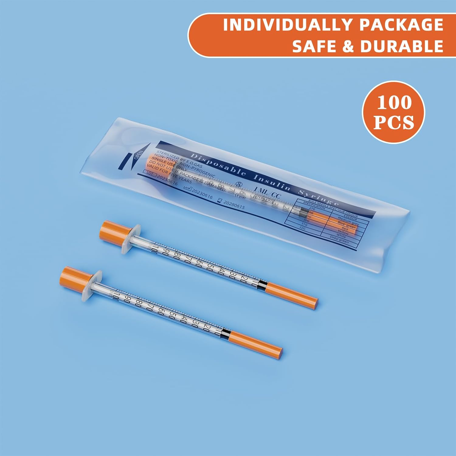 1Ml/Cc Syringes with 31G 5/16 Inch(8Mm) Needles,Lab Measuring Supplies,Disposable Individually Wrapped,Box of 100 image number 6