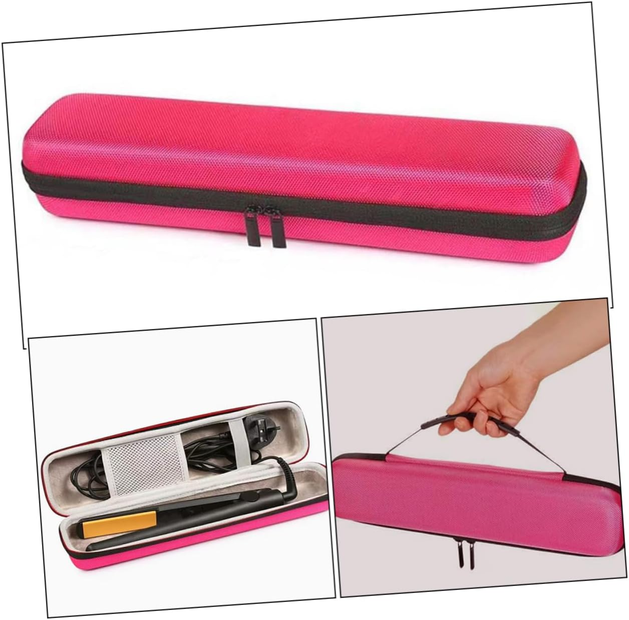 HEATSHAKING Portable Hair Tools Organizer Case Stylish Hard Travel Storage for Hair Straightener Curling Iron Hair Dryer Accessories Lightweight Impact Resistant Design image number 2
