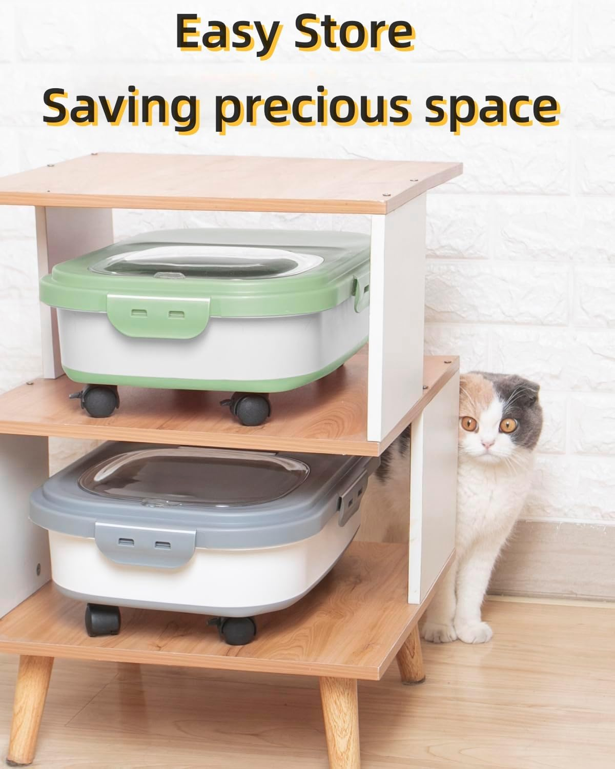 CHIEFAWAY 20L Collapsible Dog Food Container with Casters and Scoop, Food Storage Container Make Dry Food Fresh, Airtight Pet Dog Cat Dry Food Storage Bin Dispenser, Easy to Move image number 4