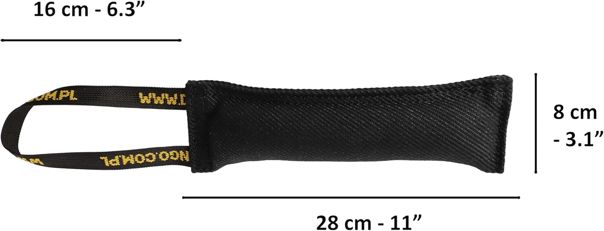 Dingo Waldemar Rutkowski Nylcot Dog Toy &ndash; Durable Bite Tug with Sturdy Handle for Training, Tug of War, Retrieval & Play &ndash; Handmade, 28 Cm, Black (Z30048)