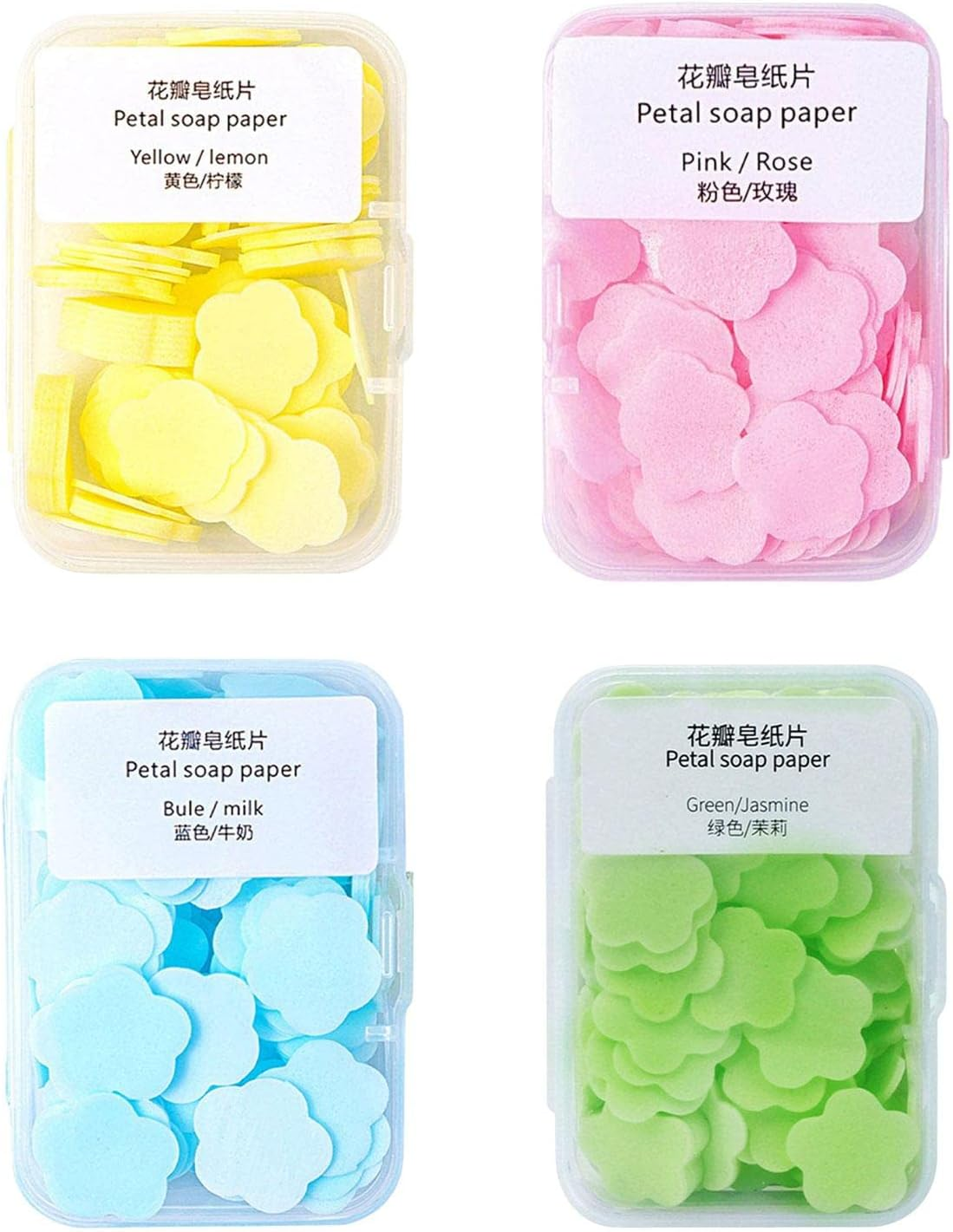 Harayaa 400X Small Portable Soap Sheets, Disposable Flower Petal Soap Flakes Travel Supplies Hand Soap Paper Sheets for Outdoor Children and Adults, Mixed Color
