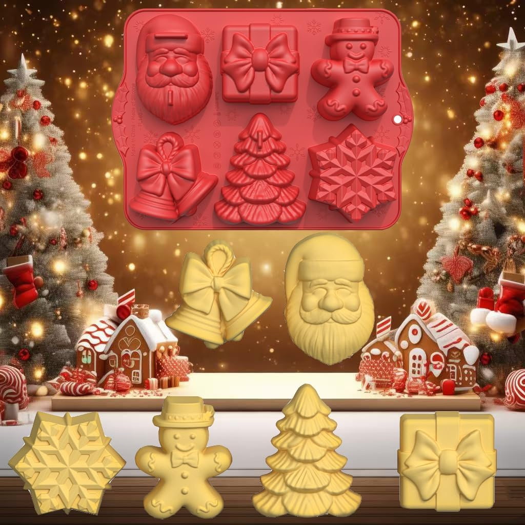 3D Christmas Silicone Molds, Large Size Xmas Baking Mold with Scraper for Cakes, Handmade Soap, Chocolate, Jello, Candy and Candles image number 3