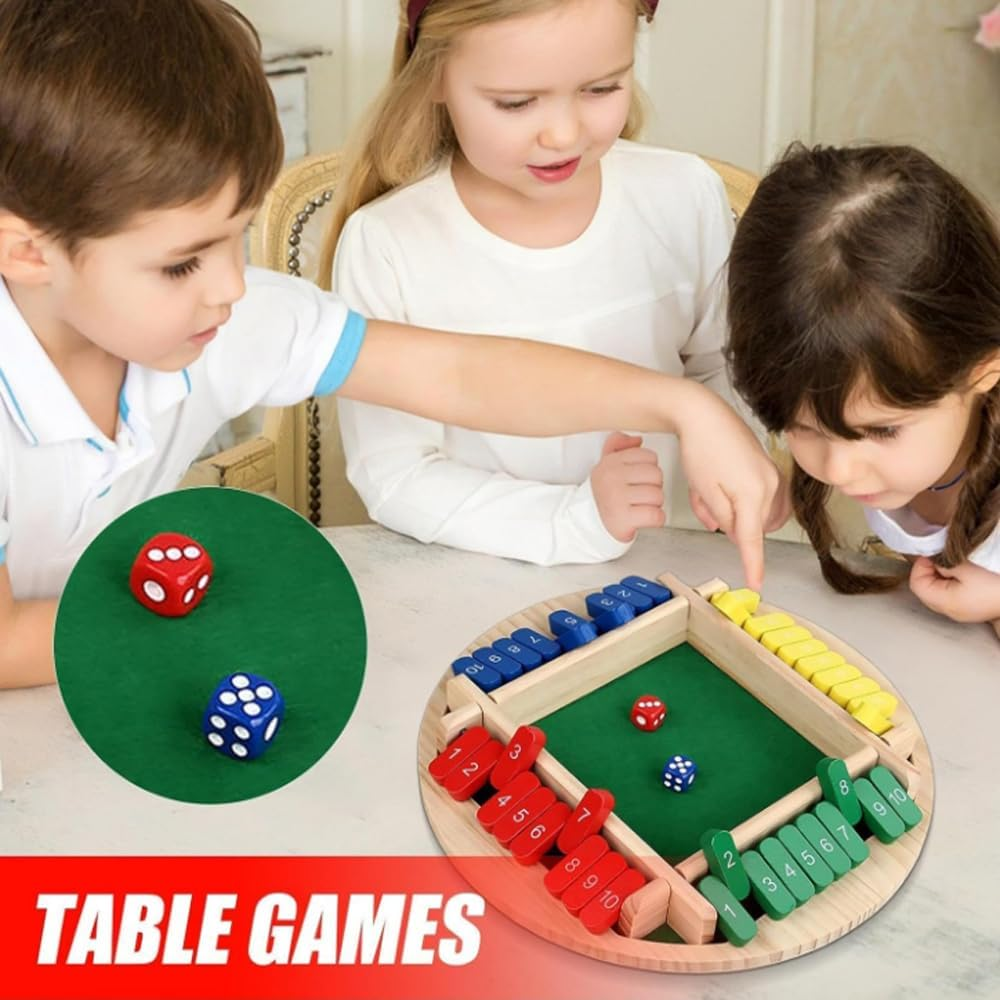 DWYYWSM Shut the Box Board Game - Funny Dices Game - Wooden Amusing Addition Game, Close the Box Board Games Portable Dice Board Game Adds Fun Suitable for Home Pub image number 3