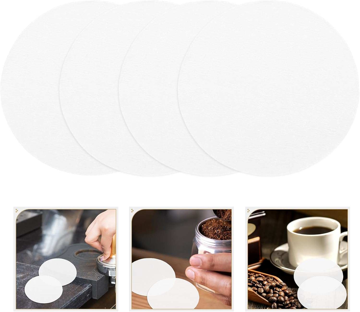 100Pcs round Disposable Coffee Filter Papers 51Mm for Espresso, Drip, Vietnamese, Portable Press and Stovetop Pot &ndash; Food-Grade Paper Coffee Filters for Home Brewing image number 6