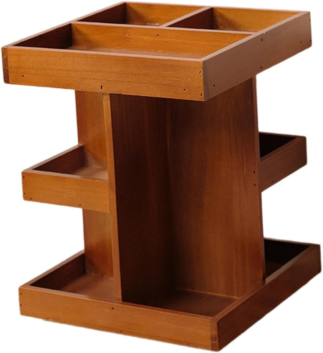 Kokiya Organizer Rotating Cosmetic Storage Box, Retro Design Cosmetic Rack, Wooden Makeup Holder for Home,Bathroom, image number 3